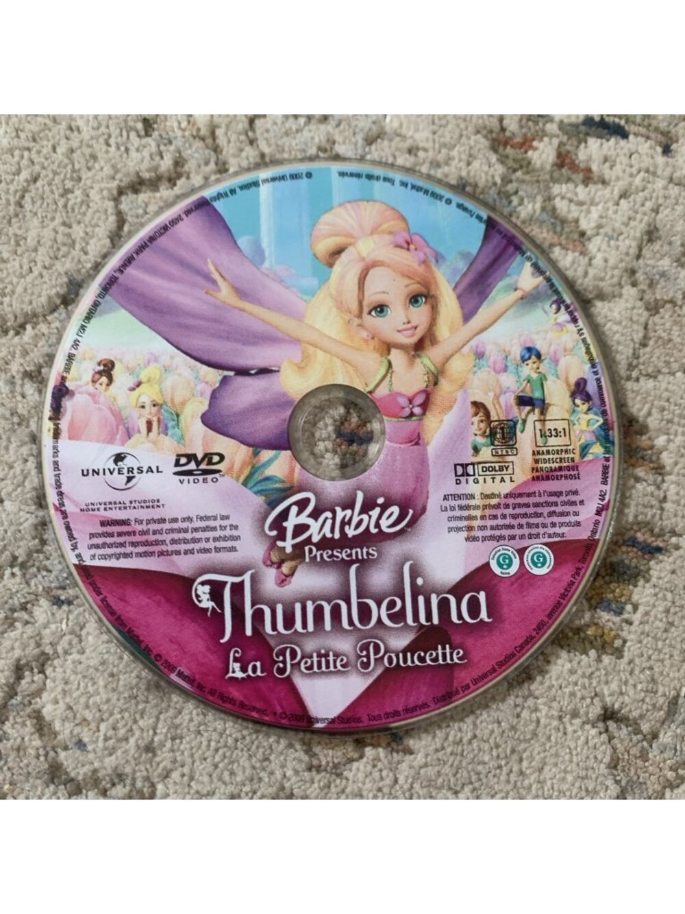 Barbie Presents Thumbelina  - DVD Disc Only